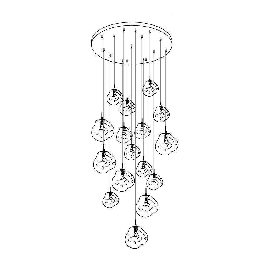 Multi Head Lava Melting Glass Pendant Light Round Ceiling Chandelier for Modern Interiors