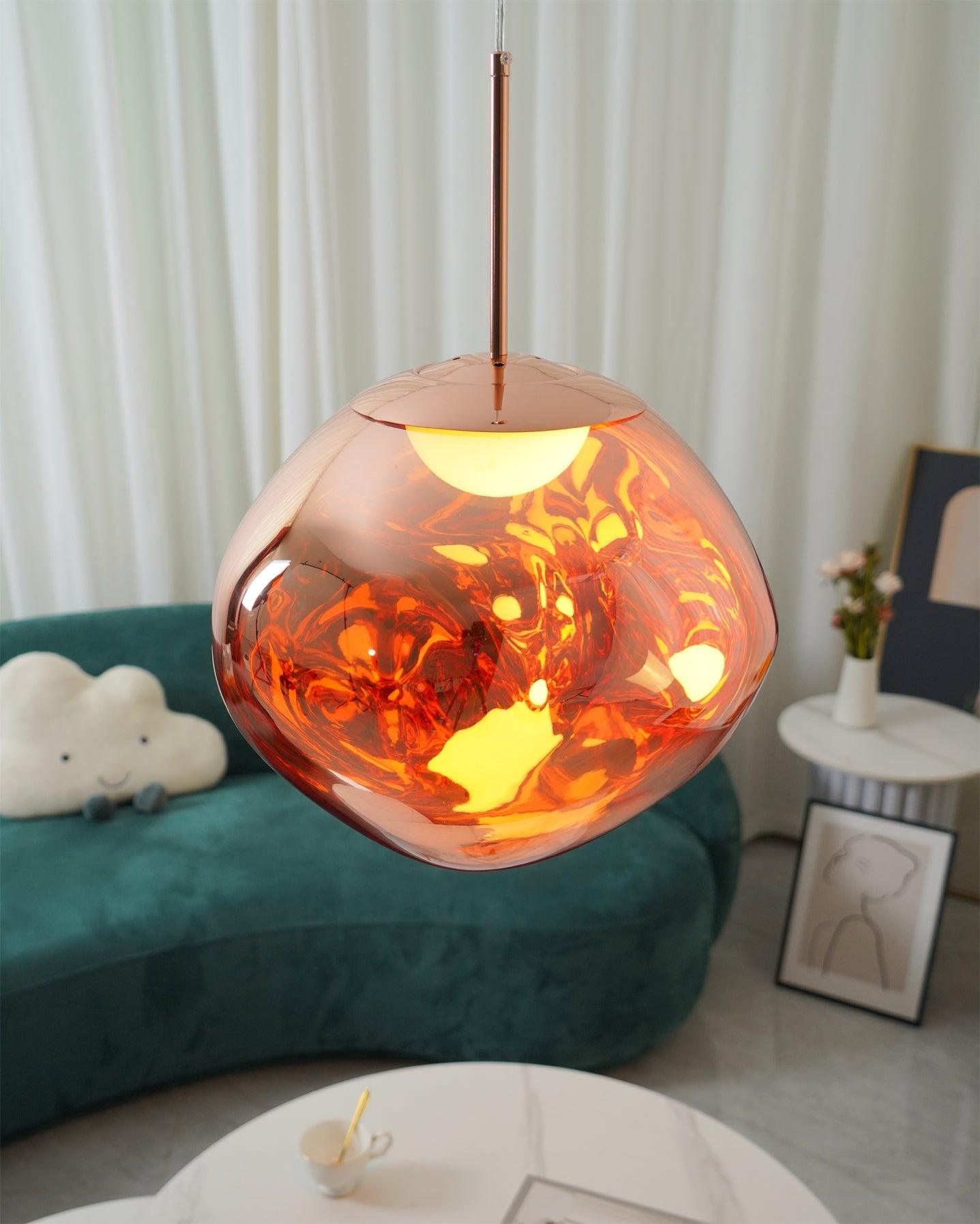 Multi Head Lava Melting Glass Pendant Light Round Ceiling Chandelier for Modern Interiors