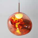 Multi Head Lava Melting Glass Pendant Light Round Ceiling Chandelier for Modern Interiors