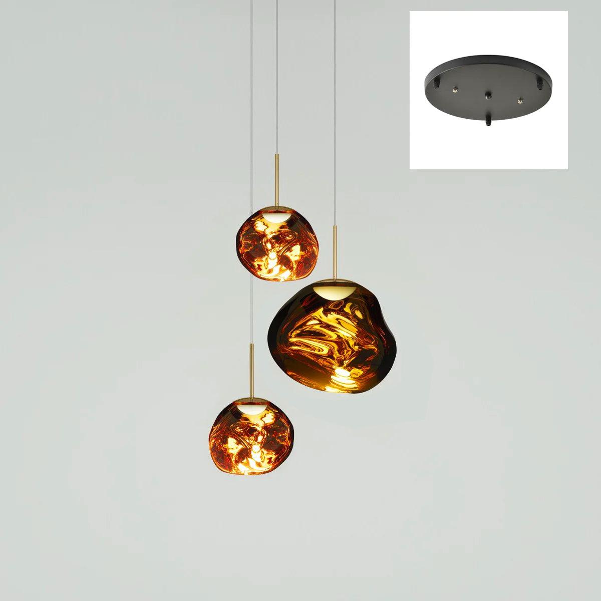 Multi Head Lava Melting Glass Pendant Light Round Ceiling Chandelier for Modern Interiors