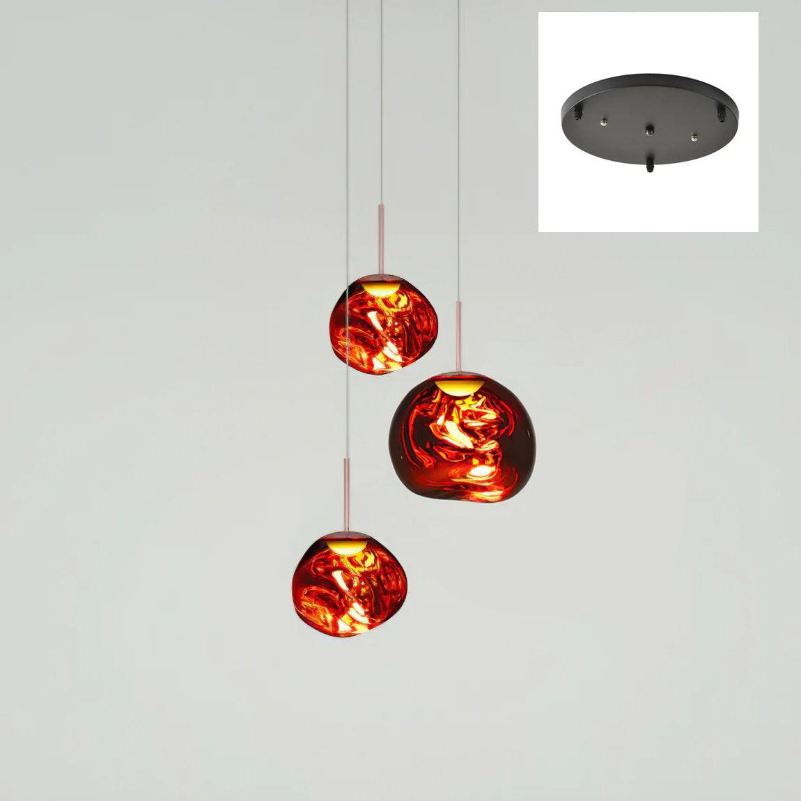 Multi Head Lava Melting Glass Pendant Light Round Ceiling Chandelier for Modern Interiors