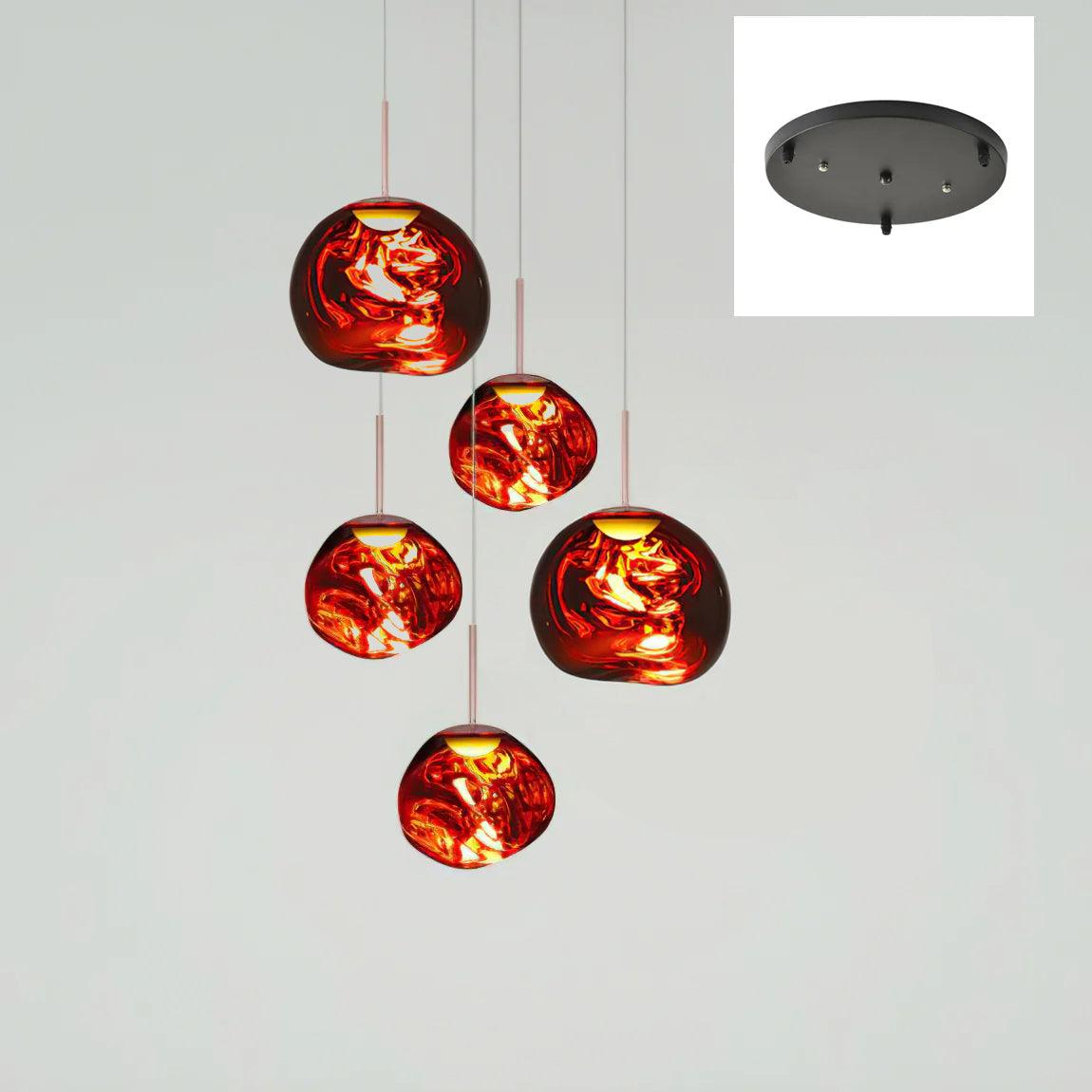 Multi Head Lava Melting Glass Pendant Light Round Ceiling Chandelier for Modern Interiors