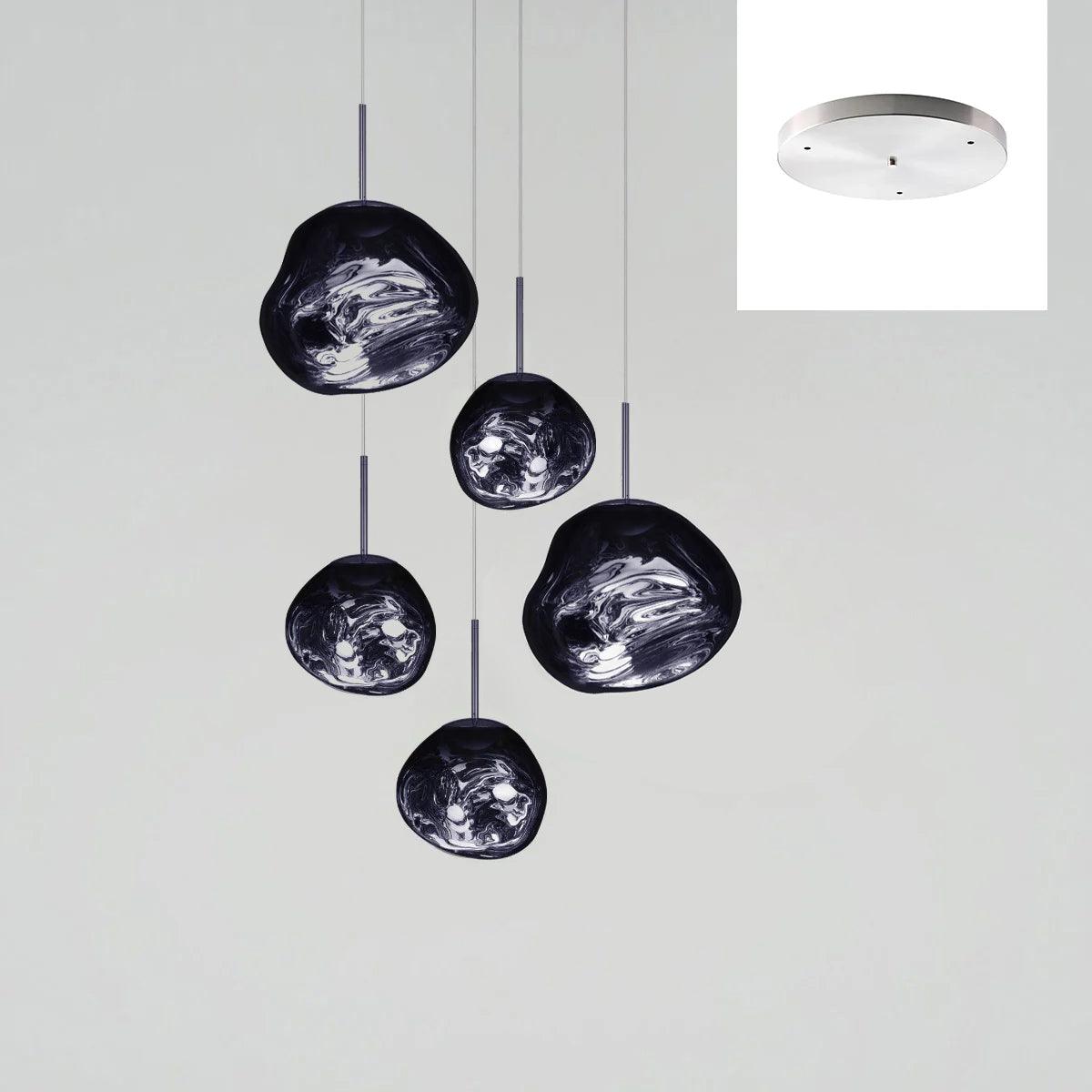 Multi Head Lava Melting Glass Pendant Light Round Ceiling Chandelier for Modern Interiors