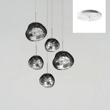 Multi Head Lava Melting Glass Pendant Light Round Ceiling Chandelier for Modern Interiors