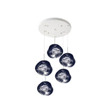 Multi Head Lava Melting Glass Pendant Light Round Ceiling Chandelier for Modern Interiors