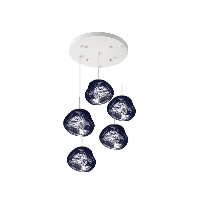 Multi Head Lava Melting Glass Pendant Light Round Ceiling Chandelier for Modern Interiors