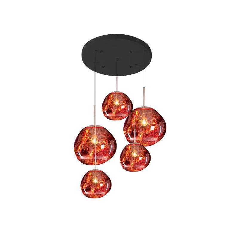 Multi Head Lava Melting Glass Pendant Light Round Ceiling Chandelier for Modern Interiors