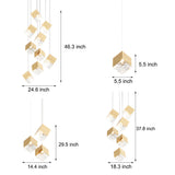 Multi Light Glass Ice Cube LED Pendant for Modern Staircase and Foyer in Gold or Chrome