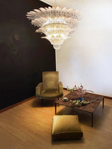 murano-glass-palmette-pink-transparent-chandelier-elegant-modern-hanging-light-fixture