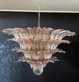murano-glass-palmette-pink-transparent-chandelier-elegant-modern-hanging-light-fixture