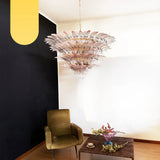 murano-glass-palmette-pink-transparent-chandelier-elegant-modern-hanging-light-fixture