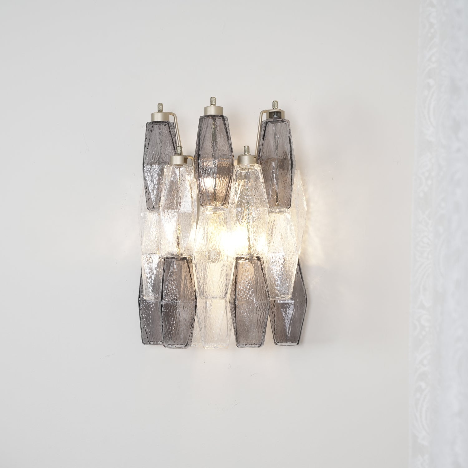 Murano Rhombus Glass Wall Sconce Luxury Handblown Tiered Glass Indoor Light