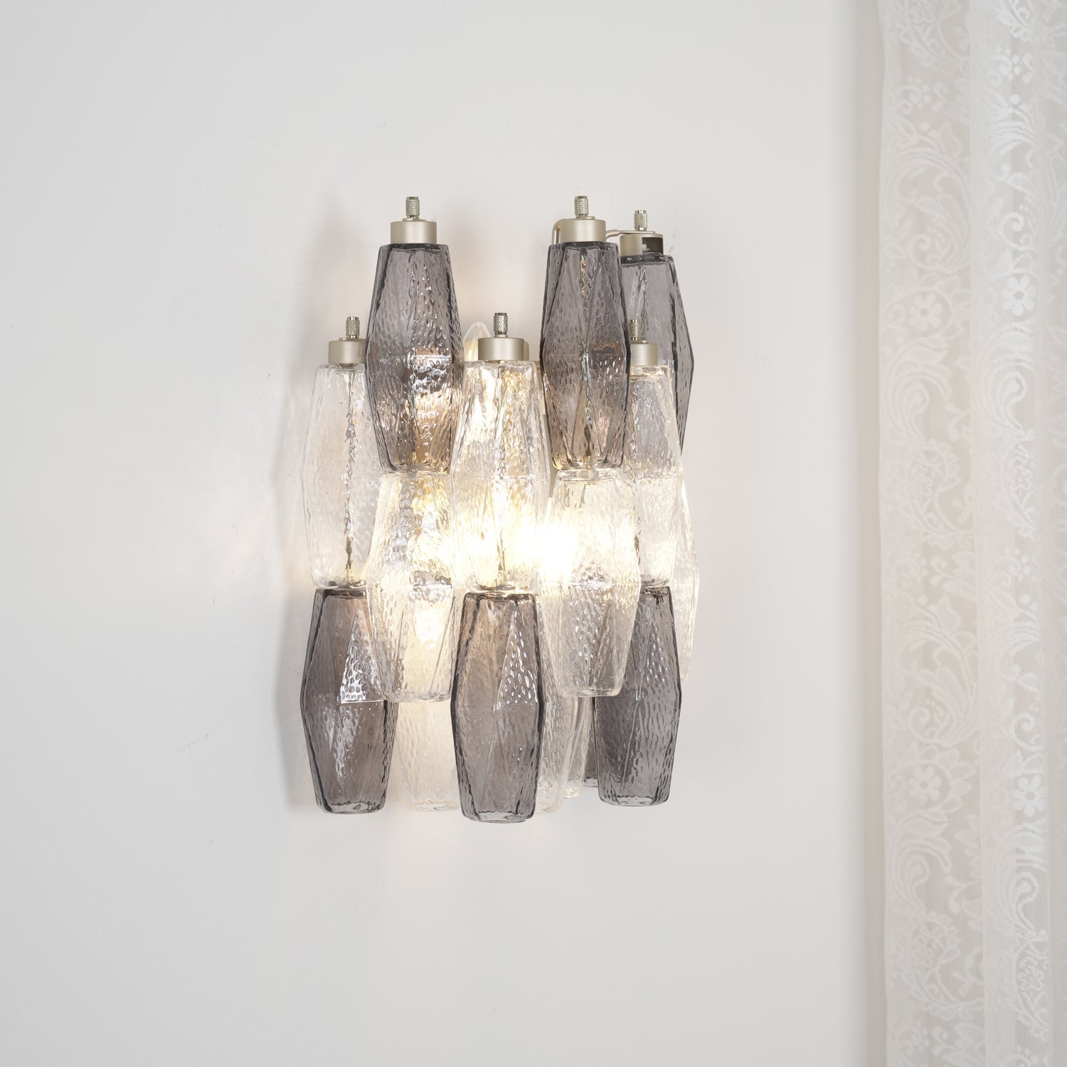 Murano Rhombus Glass Wall Sconce Luxury Handblown Tiered Glass Indoor Light