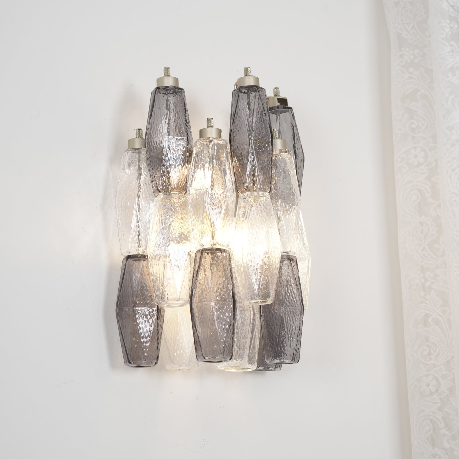 Murano Rhombus Glass Wall Sconce Luxury Handblown Tiered Glass Indoor Light