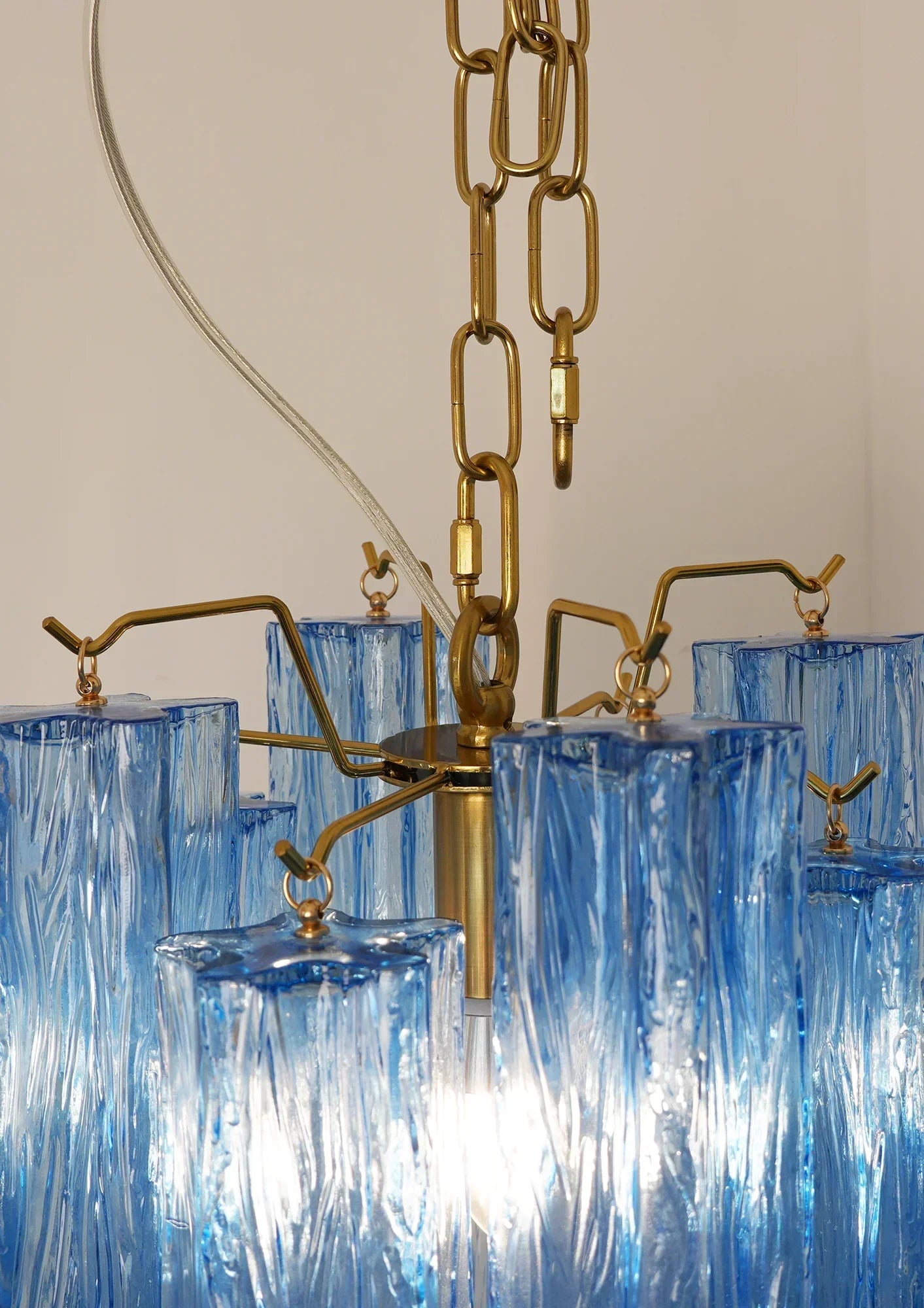 murano-style-blue-glass-tube-pendant-chandelier-with-polished-metal-accents