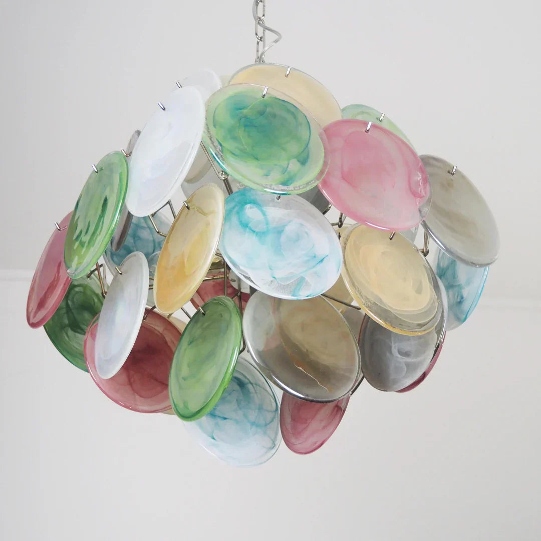 murano-style-multicolored-iridescent-alabaster-glass-disc-chandelier-with-metal-frame