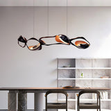 Muscularity Modern Linear LED Pendant Light Gold and Black Chandelier for Dining Room