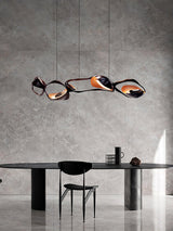 Muscularity Modern Linear LED Pendant Light Gold and Black Chandelier for Dining Room