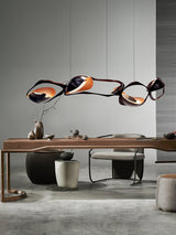 Muscularity Modern Linear LED Pendant Light Gold and Black Chandelier for Dining Room