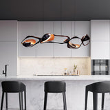 Muscularity Modern Linear LED Pendant Light Gold and Black Chandelier for Dining Room
