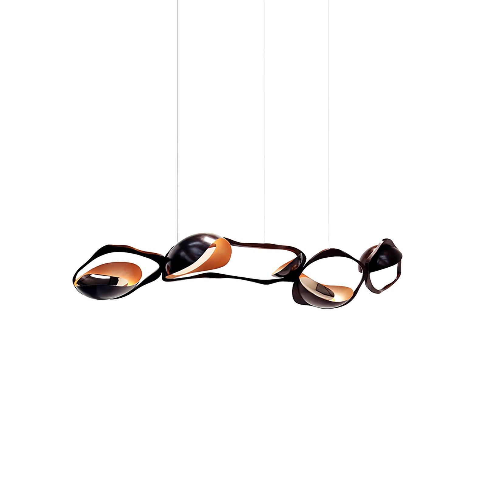 Muscularity Modern Linear LED Pendant Light Gold and Black Chandelier for Dining Room