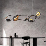 Muscularity Modern Linear LED Pendant Light Gold and Black Chandelier for Dining Room