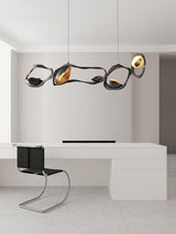 Muscularity Modern Linear LED Pendant Light Gold and Black Chandelier for Dining Room