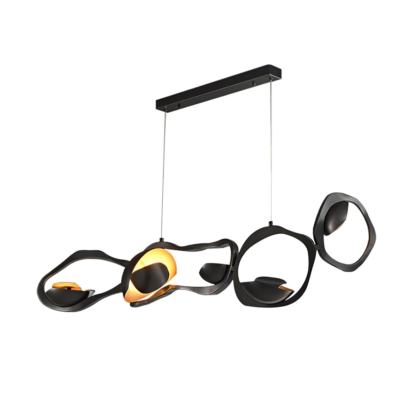 Muscularity Modern Linear LED Pendant Light Gold and Black Chandelier for Dining Room