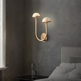 Mushroom Alabaster Sconce Wall Light with Brass Arm and Integrated LED for Modern Interiors