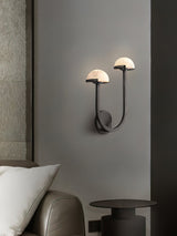 Mushroom Alabaster Sconce Wall Light with Brass Arm and Integrated LED for Modern Interiors