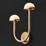 Mushroom Alabaster Sconce Wall Light with Brass Arm and Integrated LED for Modern Interiors