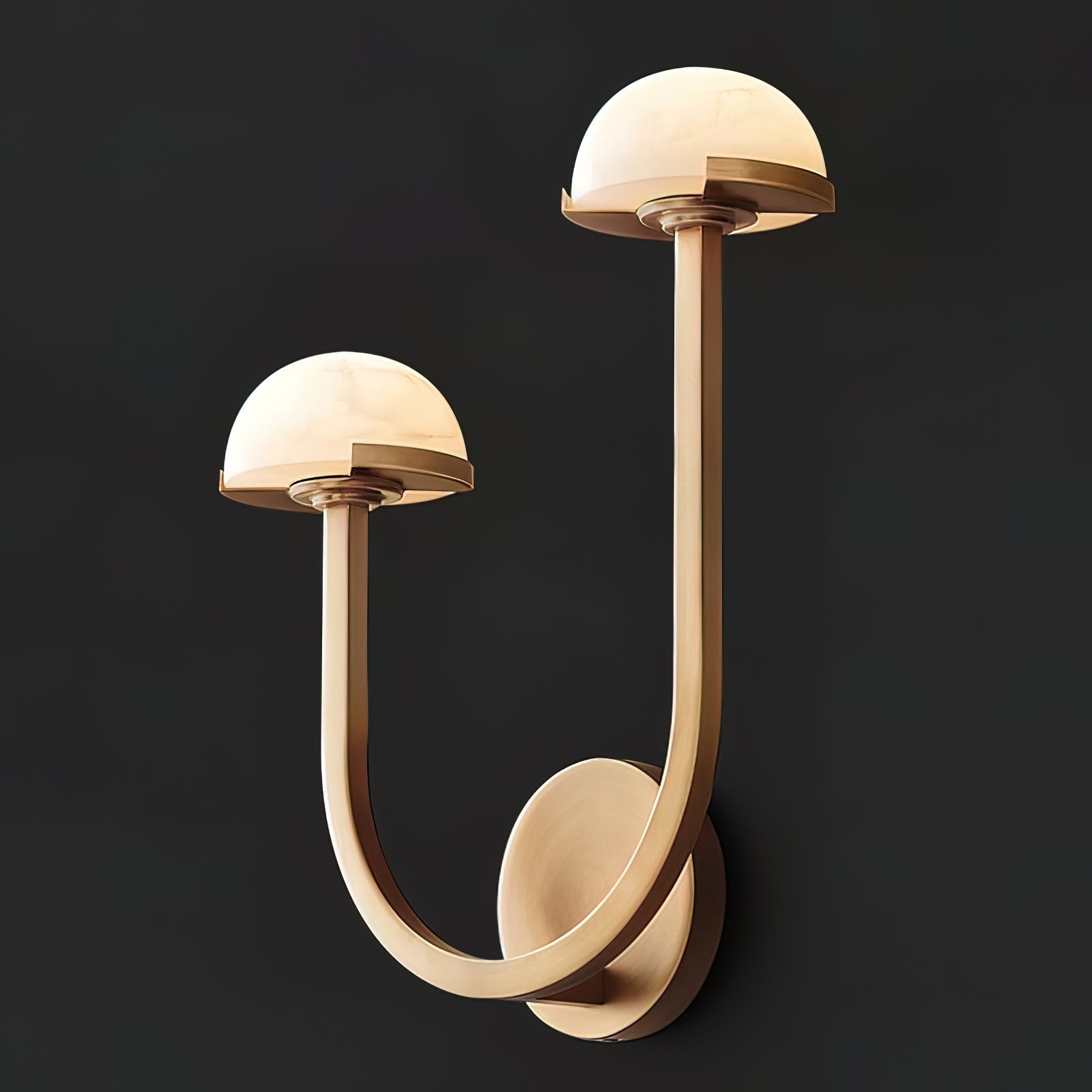 Mushroom Alabaster Sconce Wall Light with Brass Arm and Integrated LED for Modern Interiors