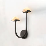 Mushroom Alabaster Sconce Wall Light with Brass Arm and Integrated LED for Modern Interiors