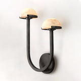 Mushroom Alabaster Sconce Wall Light with Brass Arm and Integrated LED for Modern Interiors