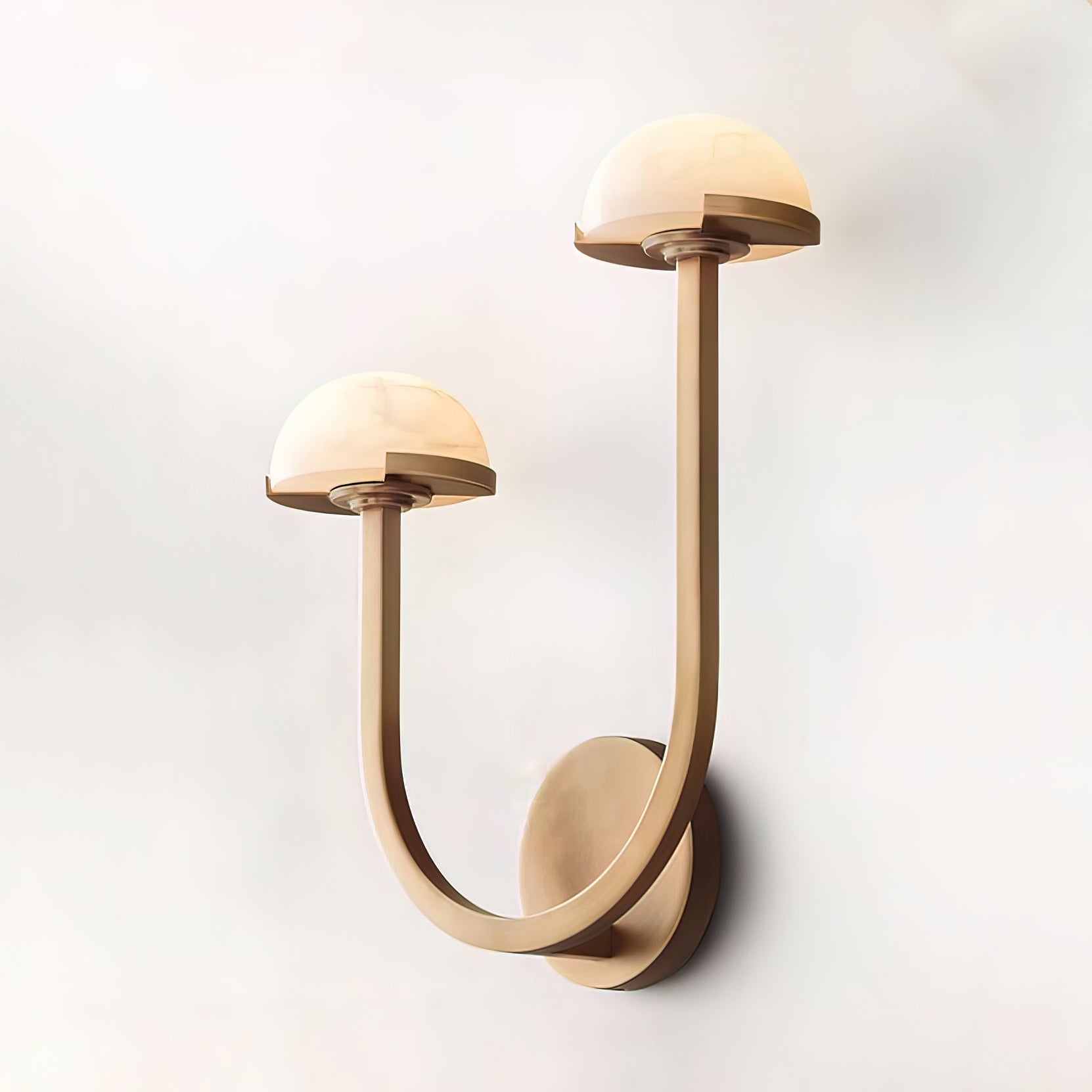 Mushroom Alabaster Sconce Wall Light with Brass Arm and Integrated LED for Modern Interiors