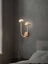 Mushroom Alabaster Sconce Wall Light with Brass Arm and Integrated LED for Modern Interiors