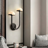 Mushroom Alabaster Sconce Wall Light with Brass Arm and Integrated LED for Modern Interiors