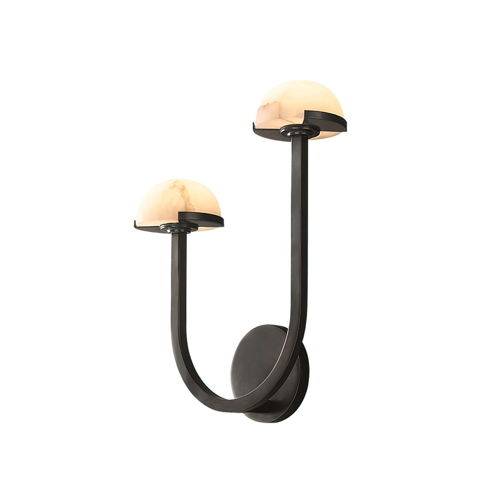Mushroom Alabaster Sconce Wall Light with Brass Arm and Integrated LED for Modern Interiors