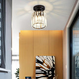 Modern Crystal LED Flush Mount Ceiling Light Industrial Metal Lamp for Hallway