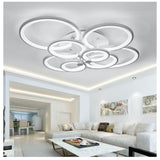 Modern Geometric Overlapping Ring LED Semi Flush Mount Ceiling Light for Living Room