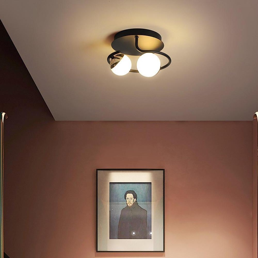 Modern Nordic LED Flush Mount Ceiling Light 2 Globe Cluster Design for Hallway and Bedroom