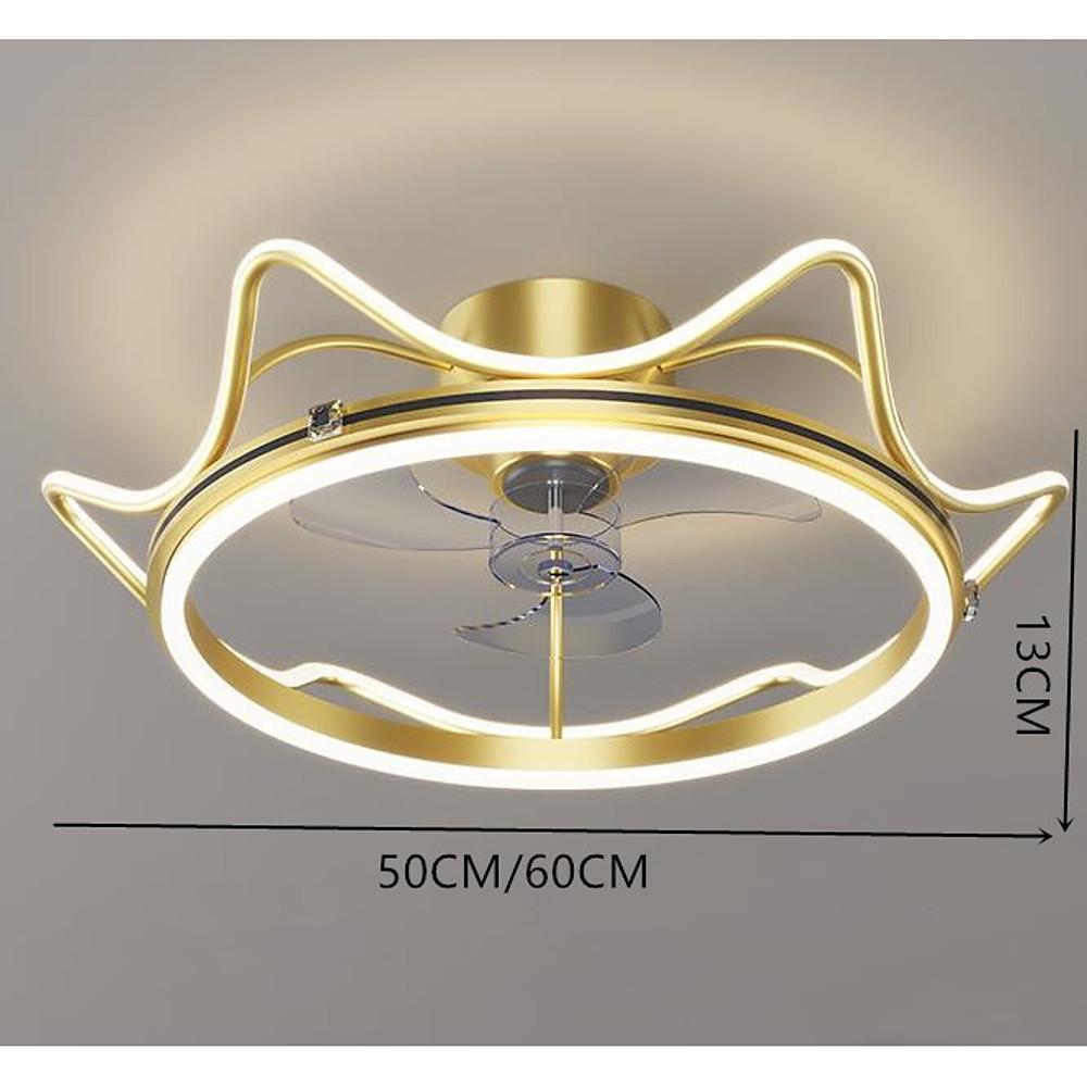 Modern Gold Crown Bladeless Ceiling Fan with LED Light for Bedroom and Living Room