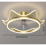 Modern Gold Crown Bladeless Ceiling Fan with LED Light for Bedroom and Living Room