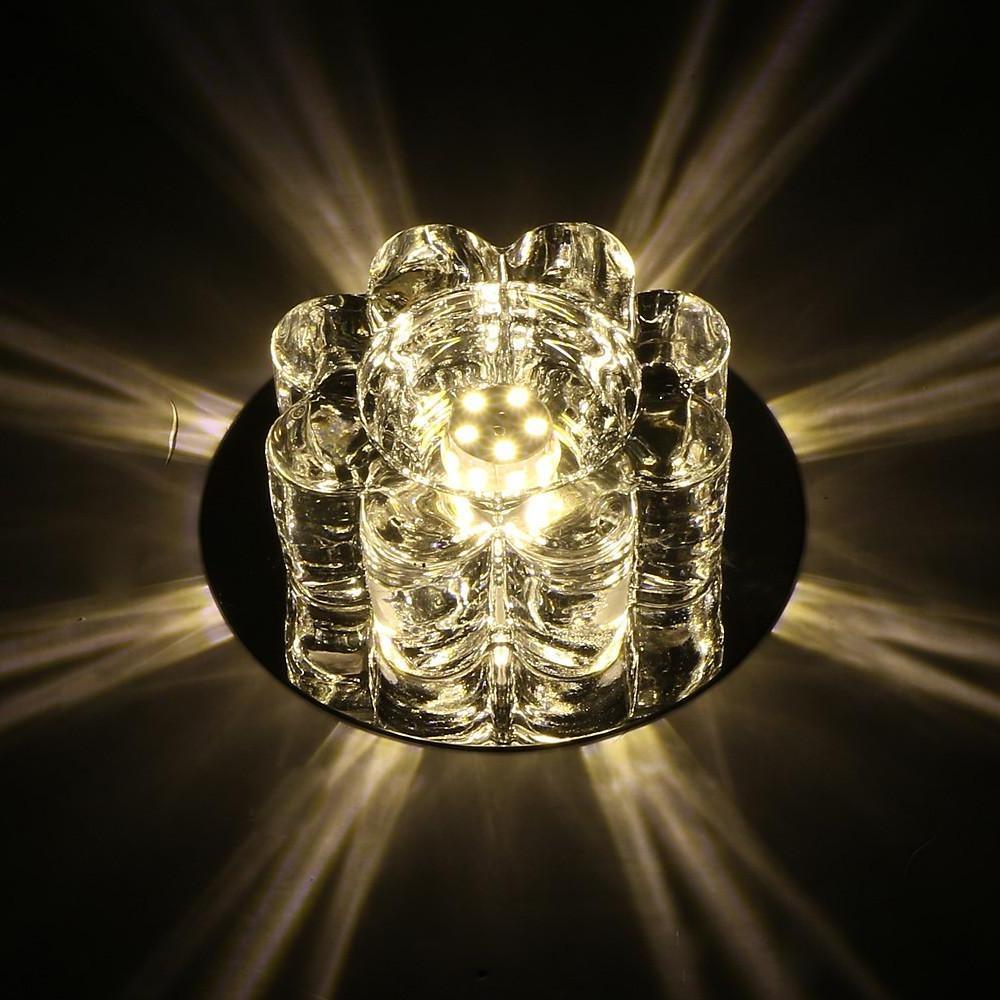 Modern Geometric Crystal Floral LED Flush Mount Ceiling Light for Hallway with RGB Multi Color Effects