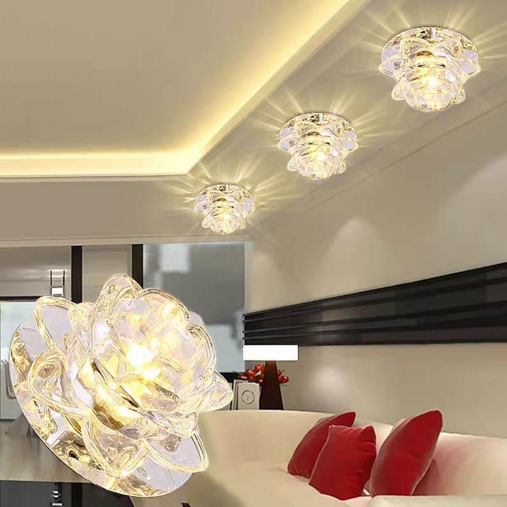 Modern Flower Design LED Flush Mount Ceiling Light with Electroplated Glass and RGB Multi Color Lighting