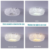 Modern Round Feather LED Flush Mount Ceiling Light for Bedroom and Nursery