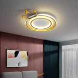 Modern Geometric Crown Circle LED Flush Mount Ceiling Light for Living Room Bedroom