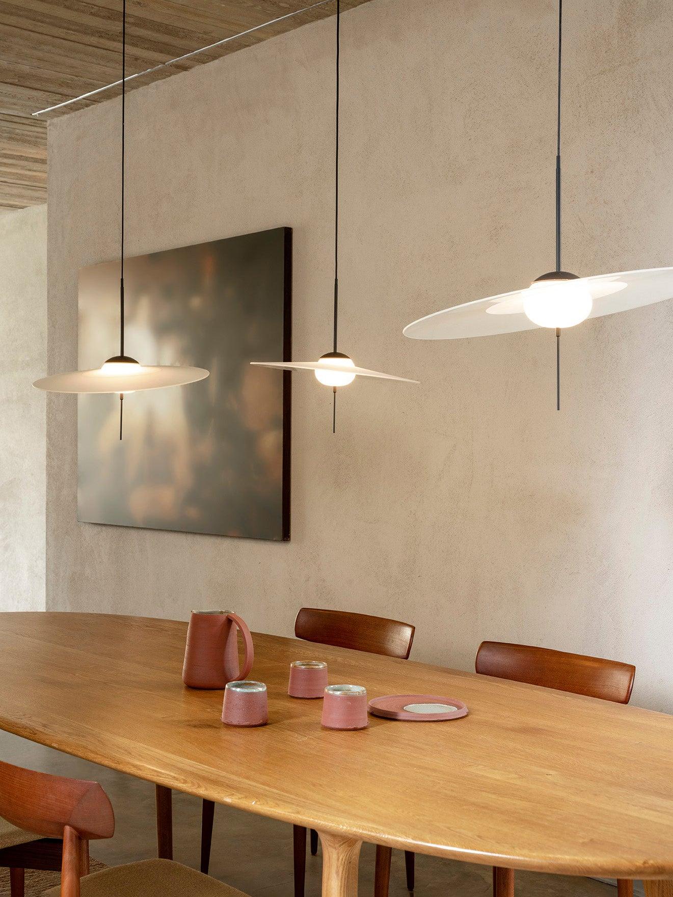 Nara Modern Glass Disk Pendant Light with Satin Finish LED Ceiling Hanging Lamp