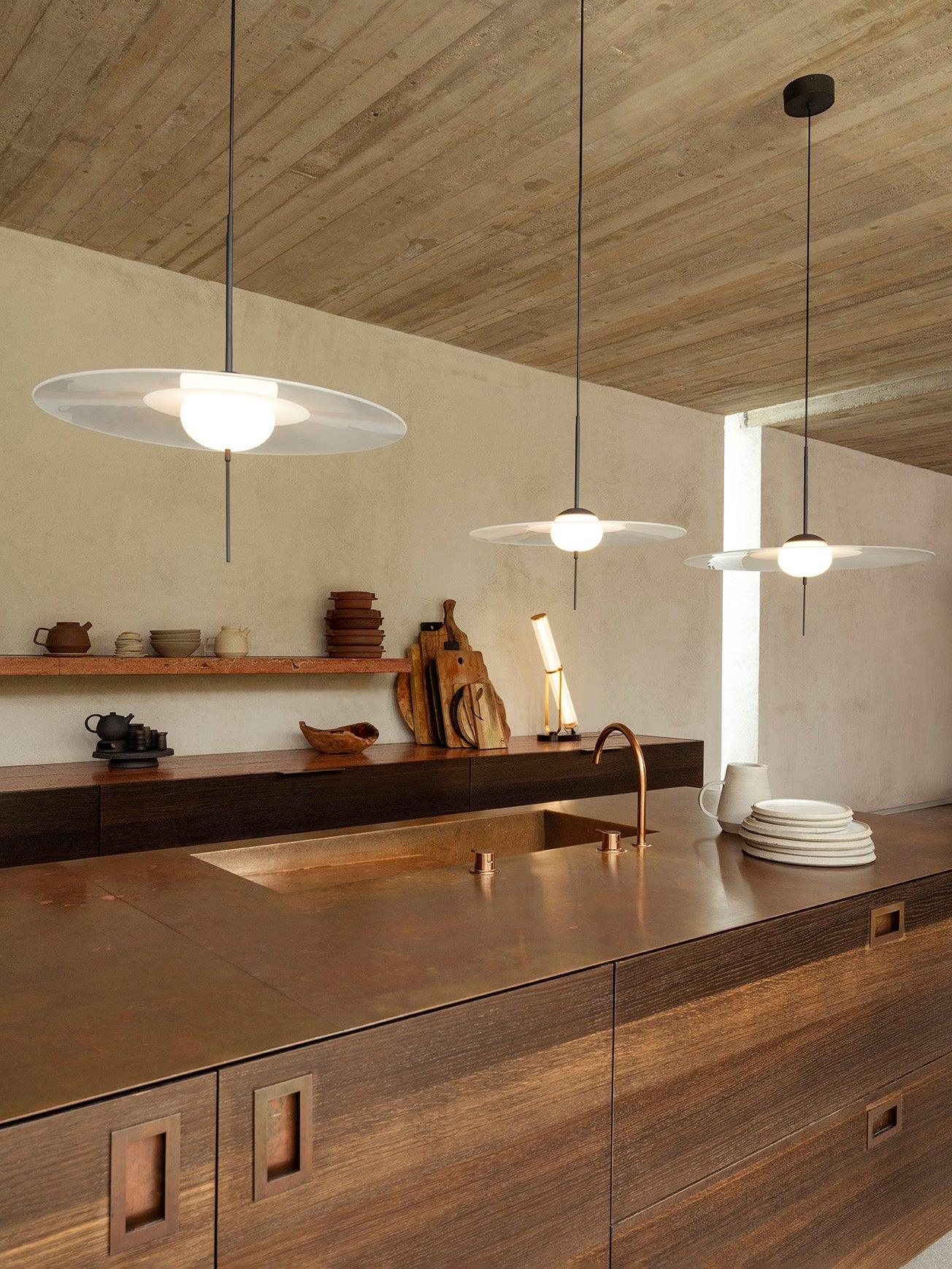 Nara Modern Glass Disk Pendant Light with Satin Finish LED Ceiling Hanging Lamp