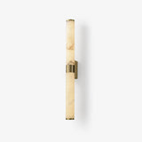 Natural Alabaster Line Wall Light Minimalist Vertical Brass LED Sconce for Hallways